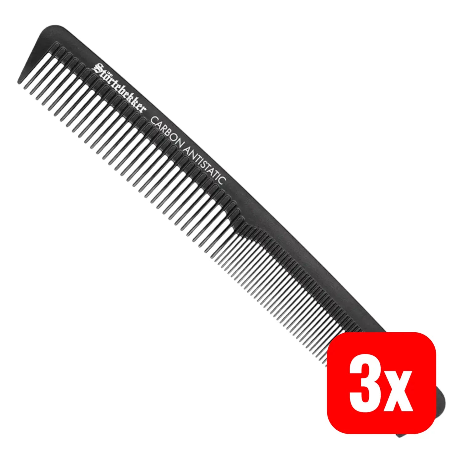 B-Ware Störtebekker Haarkamm Kamm Carbon Bartkamm Styling Friseurkamm Schwarz 3 Stück - 4260554494021