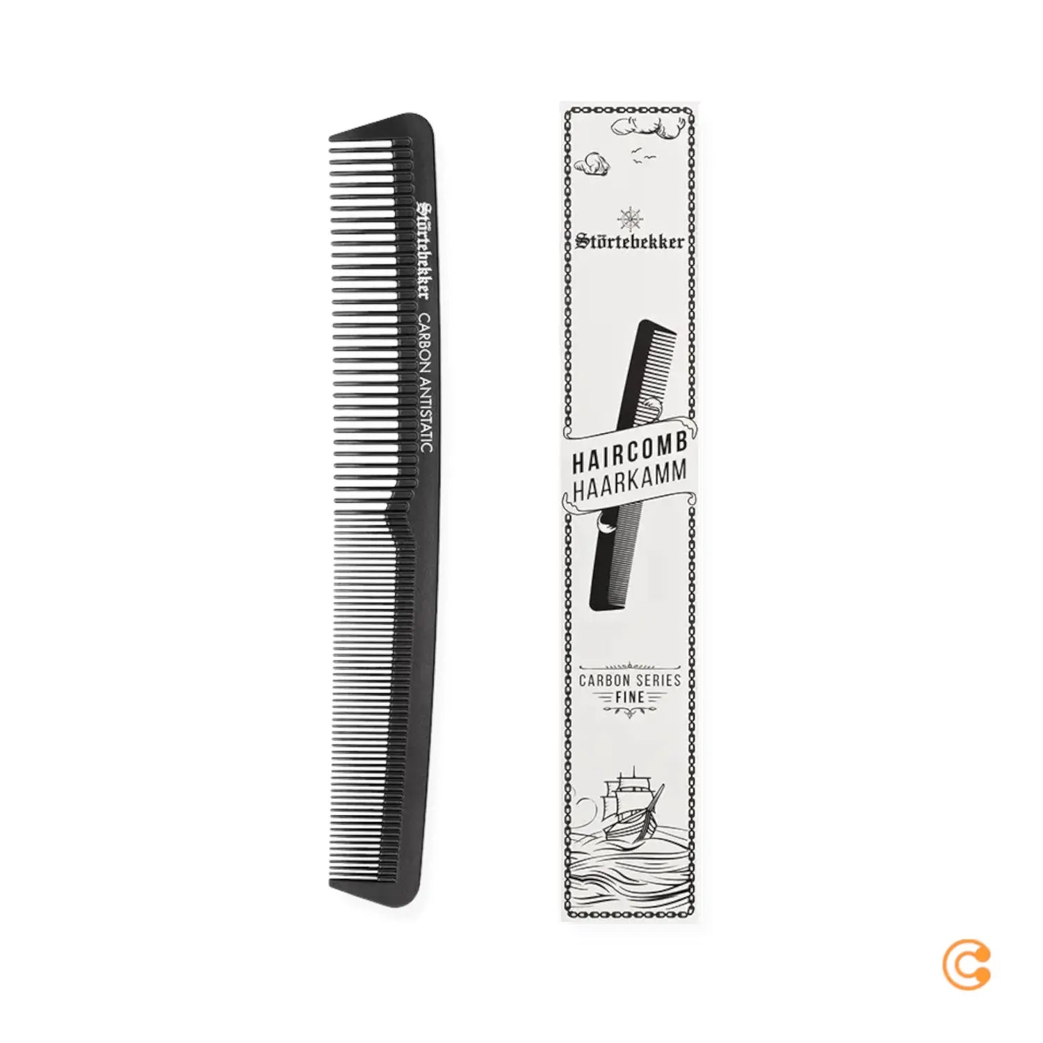 B-Ware Störtebekker Haarkamm Kamm Carbon Bartkamm Styling Friseurkamm Schwarz 3 Stück - 4260554494021