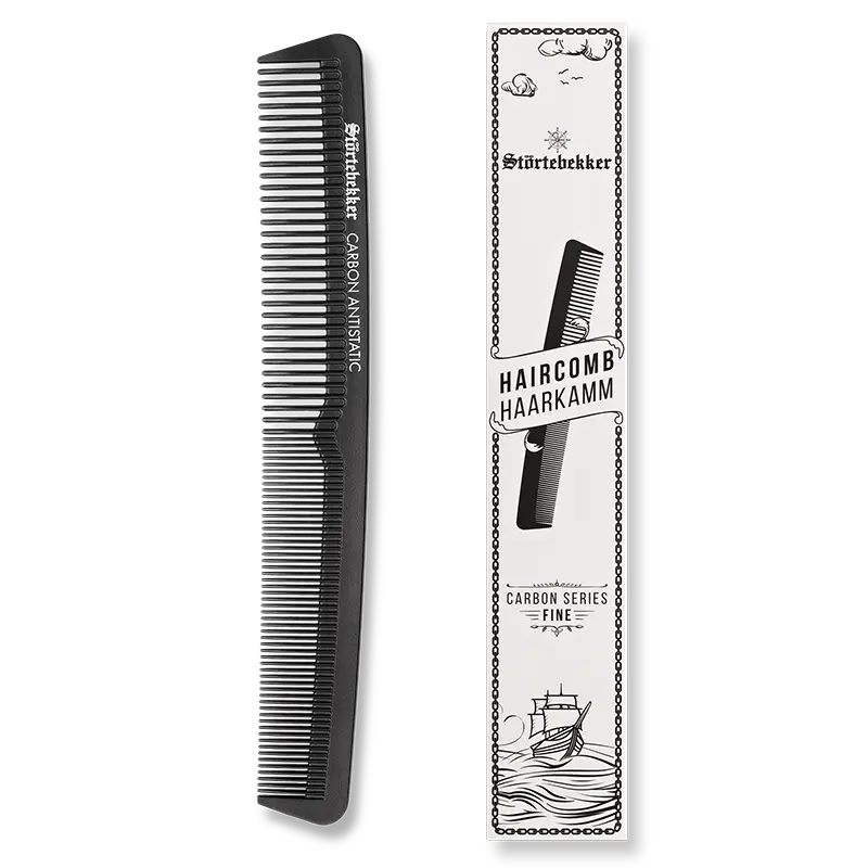 B-Ware Störtebekker Haarkamm Kamm Carbon Bartkamm Friseurkamm Stylingkamm Schwarz - 4260554494021
