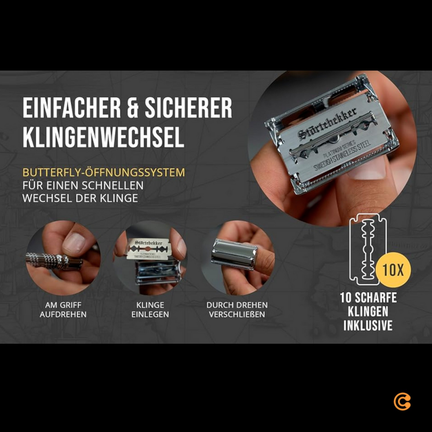 Störtebekker Premium Rasierhobel Solingen Rasierer Herrenrasierer Rasierklinge B-Ware - 4260554490504