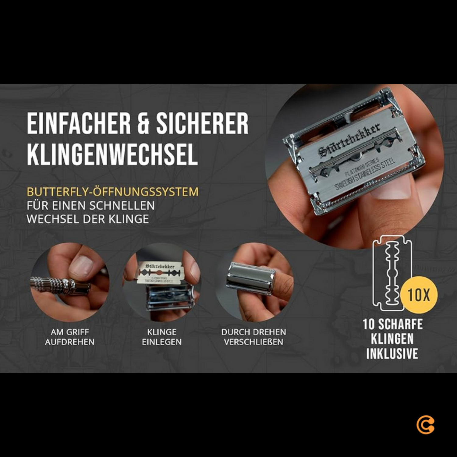 B-Ware Störtebekker Premium Rasierhobel Solingen Rasierer Herrenrasierer Set Walnuss259 - 4260554490511