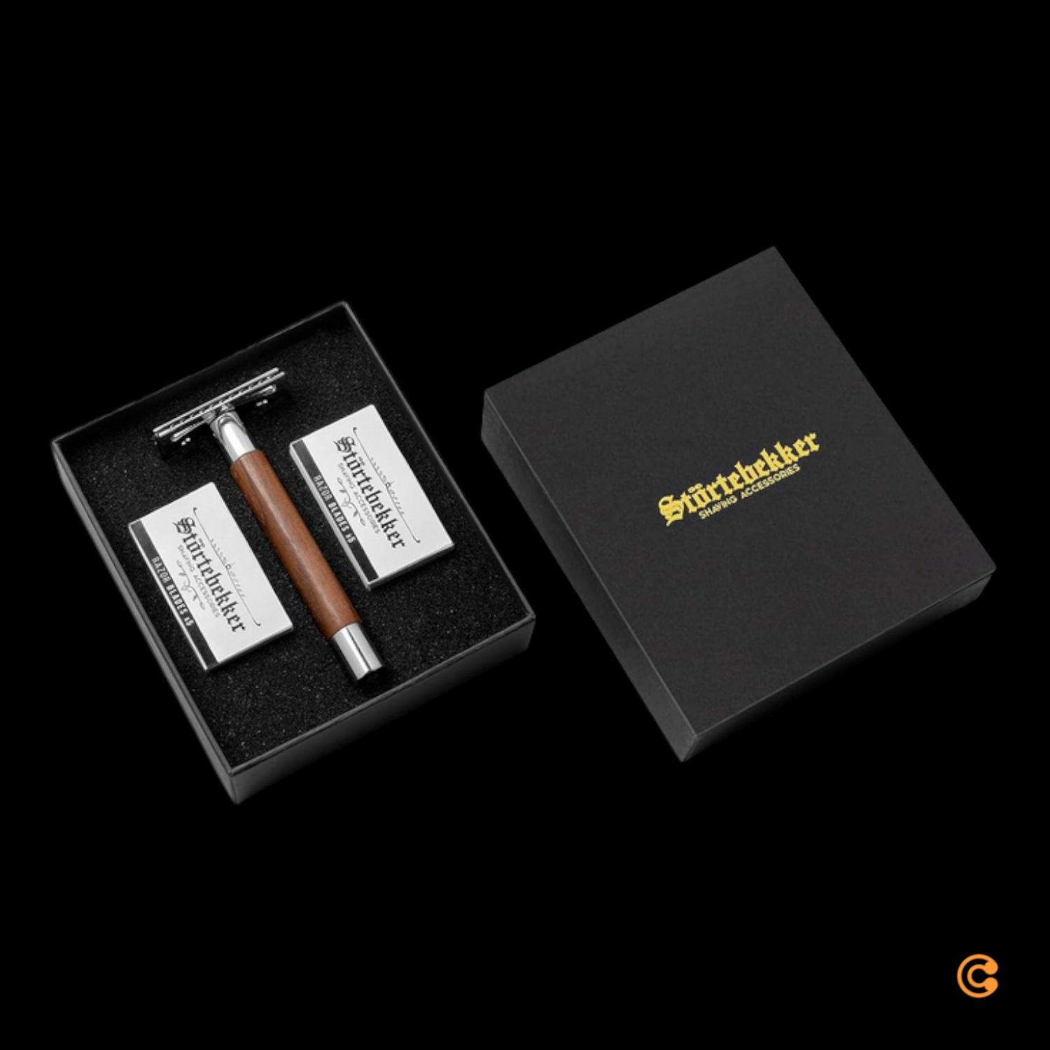 B-Ware Störtebekker Premium Rasierhobel Solingen Rasierer Herrenrasierer Set Walnuss259 - 4260554490511