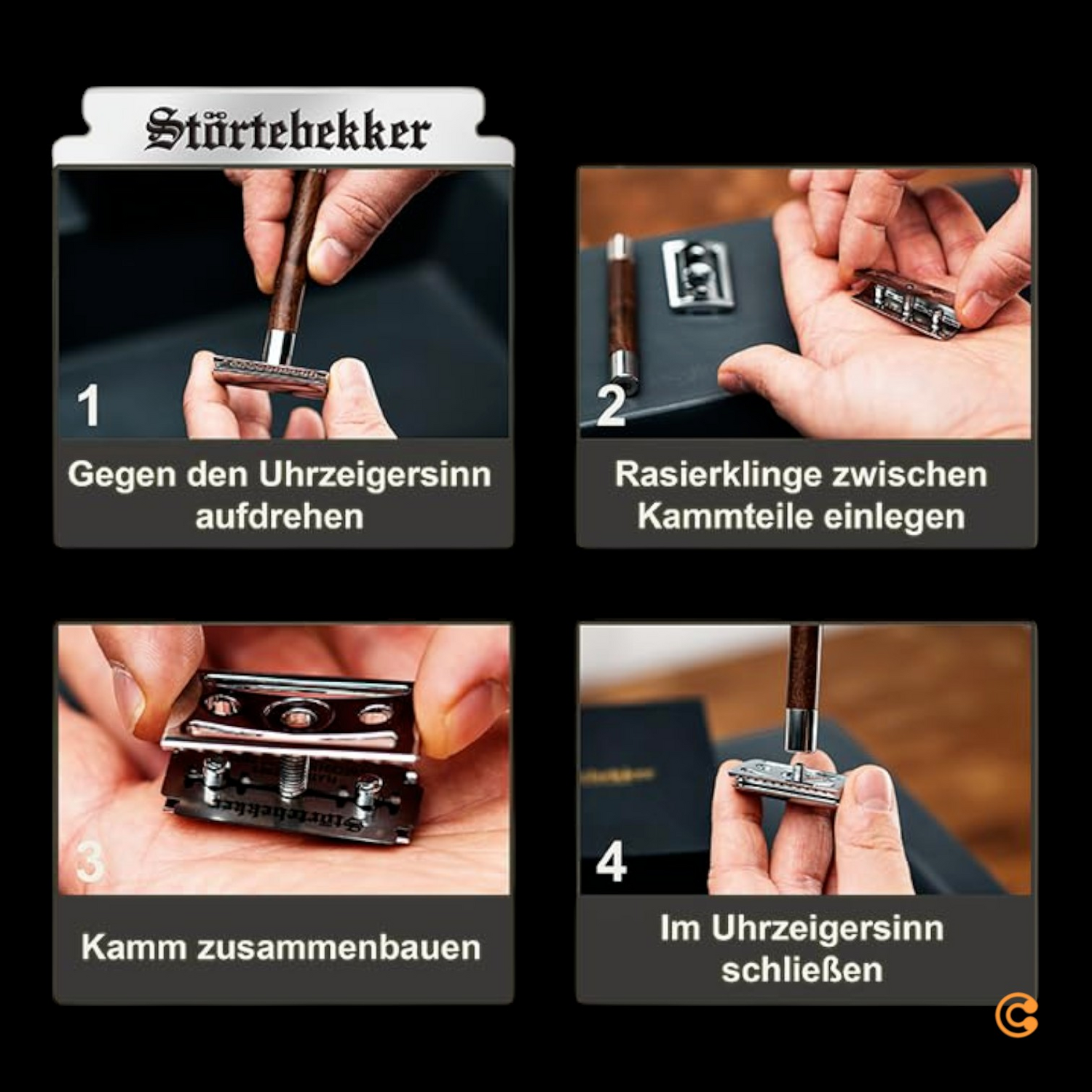 B-Ware Störtebekker Premium Rasierhobel Solingen Rasierer Herrenrasierer Set Walnuss259 - 4260554490511