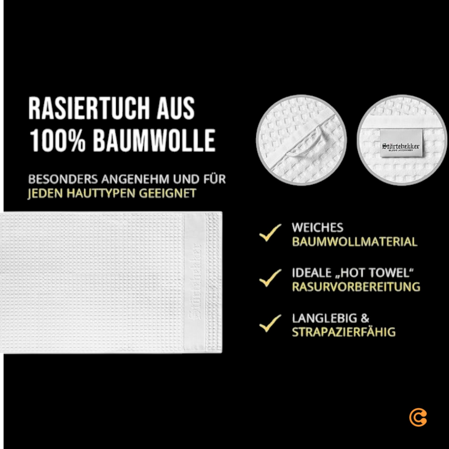 B-Ware Störtebekker Premium Rasiertuch Handtuch 100% Baumwolle Made In Germany 3 Stück - 4260554490535