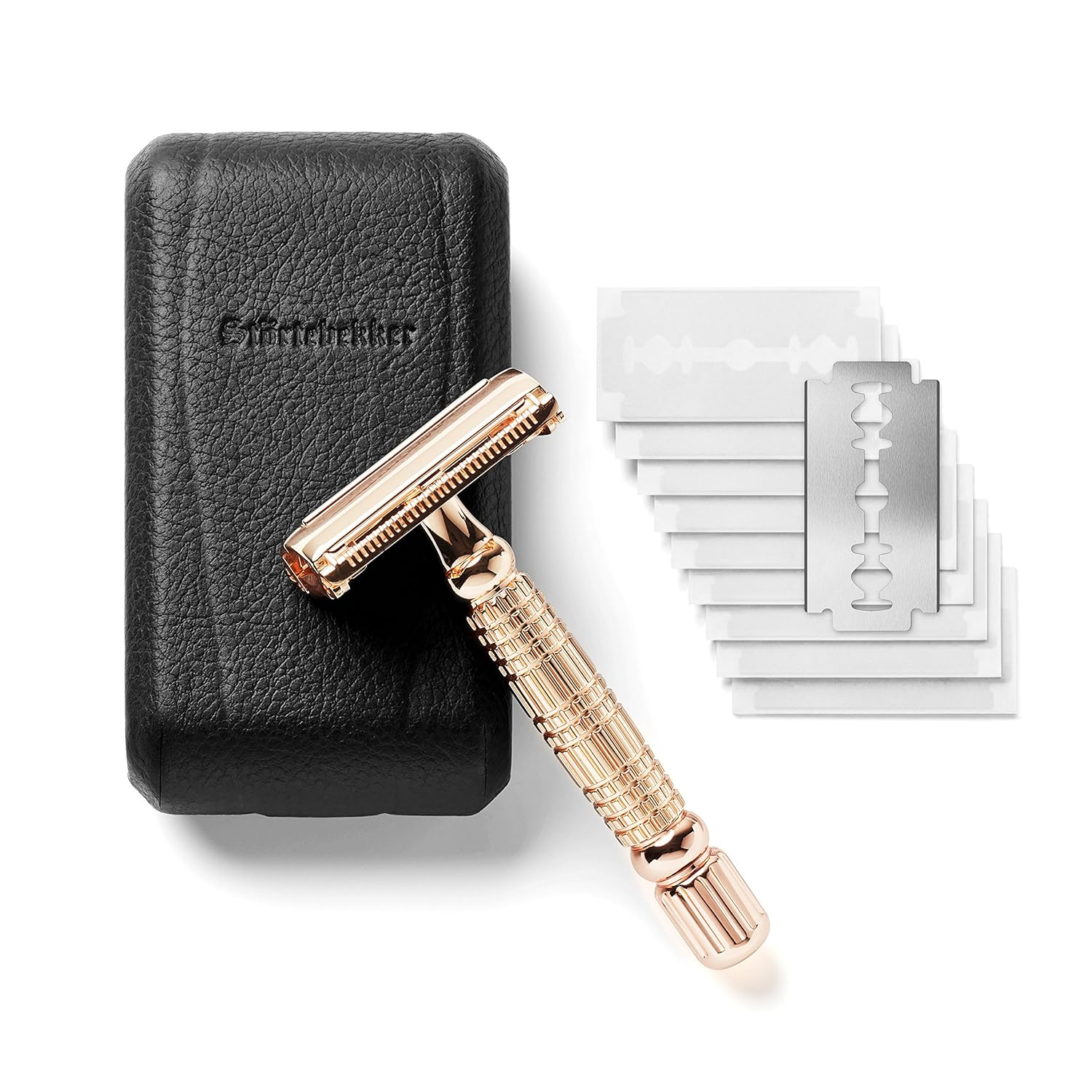 B-Ware Störtebekker Rasierhobel Herrenrasierer Rasierer 10 Ersatzklingen Rosegold R900