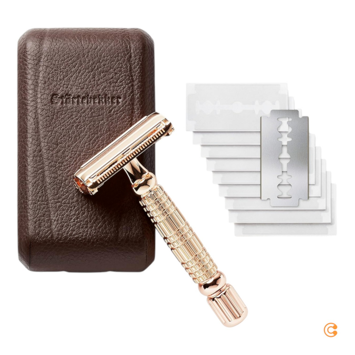 B-Ware Störtebekker Rasierhobel Rasierer Rasieren 10 Klingen Etui Spiegel Rose Gold579 - 4260554490030