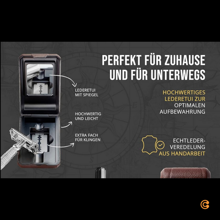 Störtebekker Rasierhobel Rasierer Inkl. 10 Klingen Etui Mit Spiegel Schwarz B-Ware