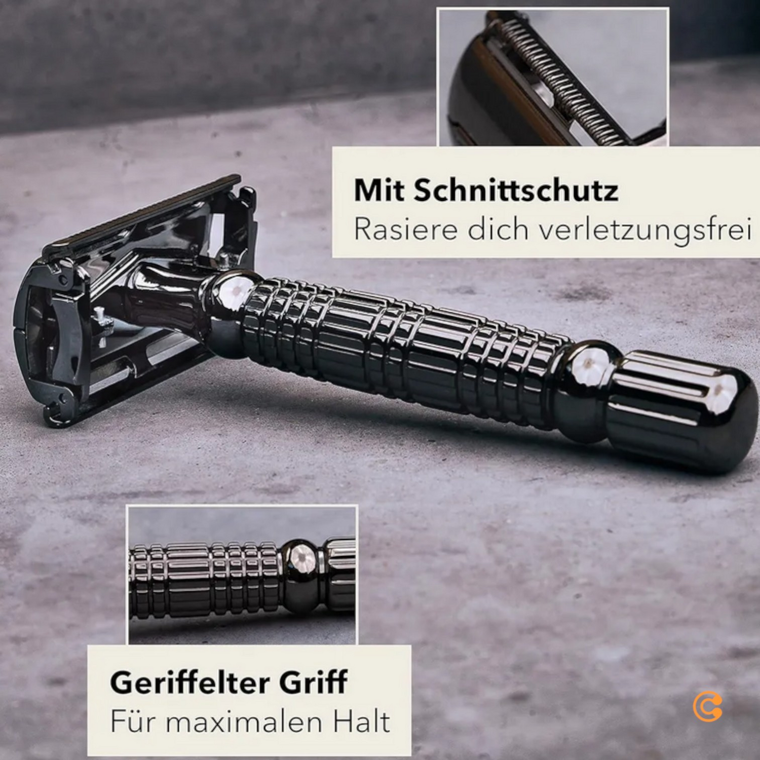 Störtebekker Rasierhobel Rasierer Nassrasier 10 Klingen Etui Mit Spiegel Schwarz B-Ware - 4260554490061
