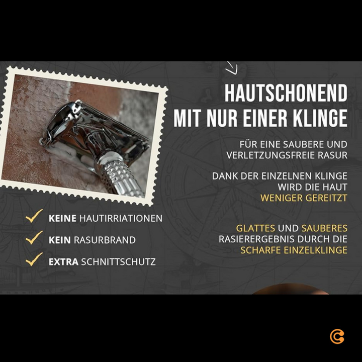 Störtebekker Rasierhobel Rasierer Inkl. 10 Klingen Etui Mit Spiegel Schwarz B-Ware