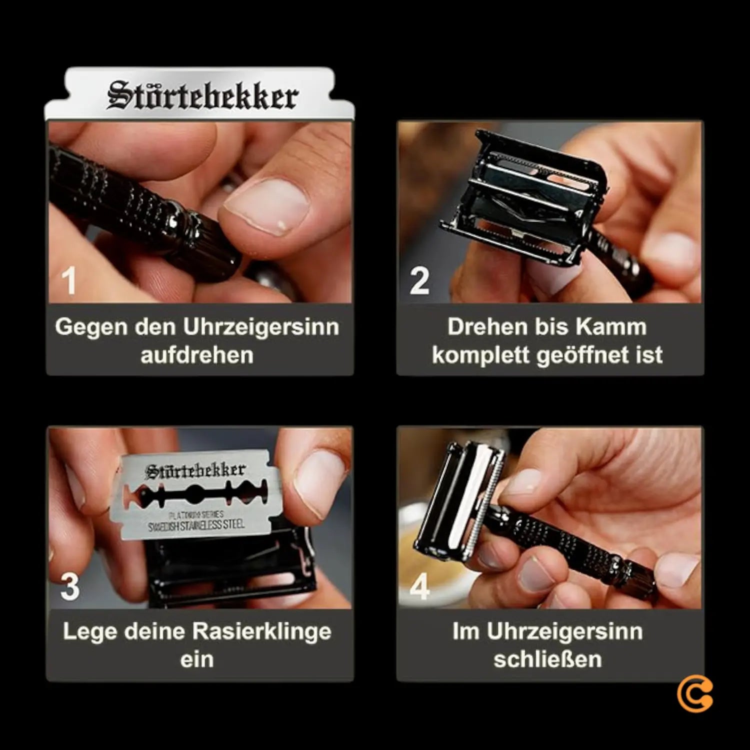 B-Ware Störtebekker Rasierhobel Rasierer Nassrasier 10 Klingen Etui Mit Spiegel Schw701 - 4260554490061