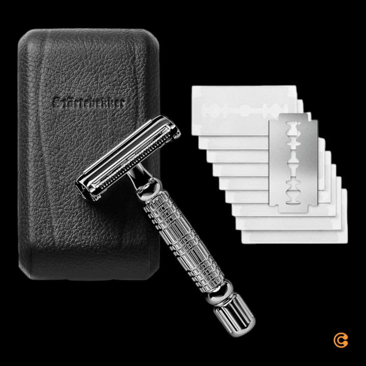Störtebekker Rasierhobel Rasierer Inkl. 10 Klingen Etui Mit Spiegel Schwarz B-Ware