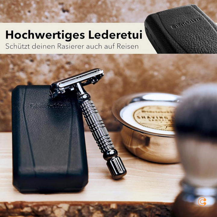 Störtebekker Rasierhobel Rasierer Inkl. 10 Klingen Etui Mit Spiegel Schwarz B-Ware