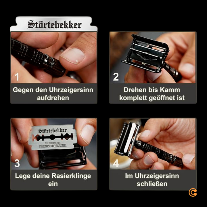 Störtebekker Rasierhobel Rasierer Inkl. 10 Klingen Etui Mit Spiegel Schwarz B-Ware