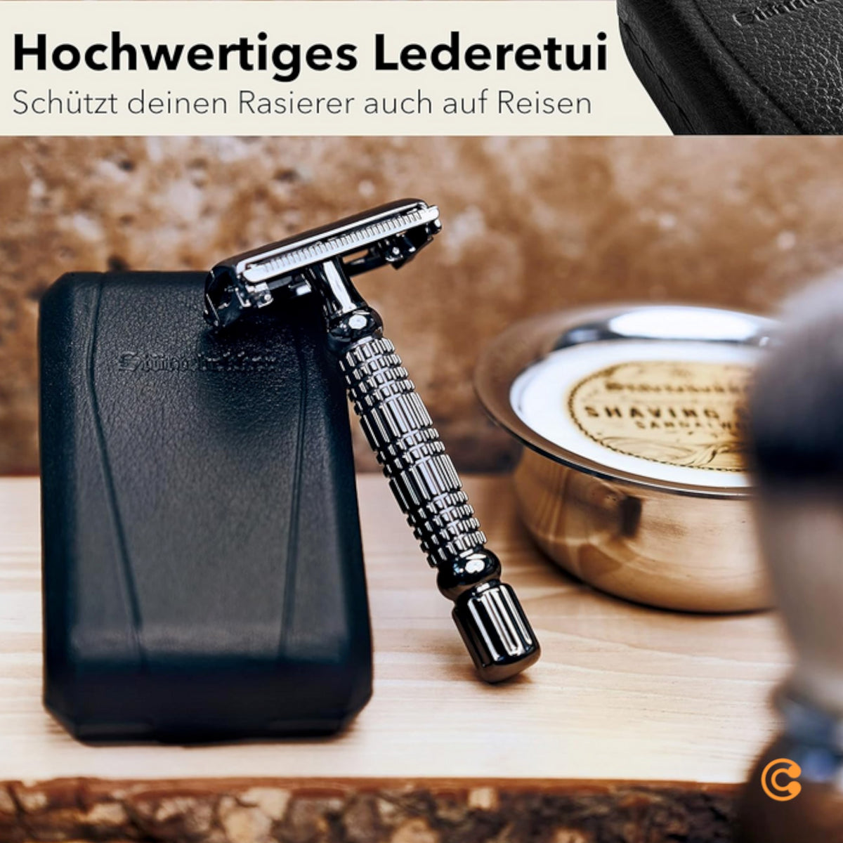 Störtebekker Rasierhobel Rasierer Nassrasier 10 Klingen Etui mit Spiegel schwarz - 4260554490061