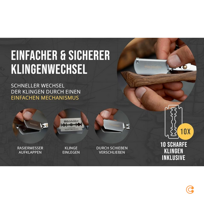 B-Ware Störtebekker Rasiermesser Rasierer Bartrasierer 10 Ersatzklingen Siehe Text/F103