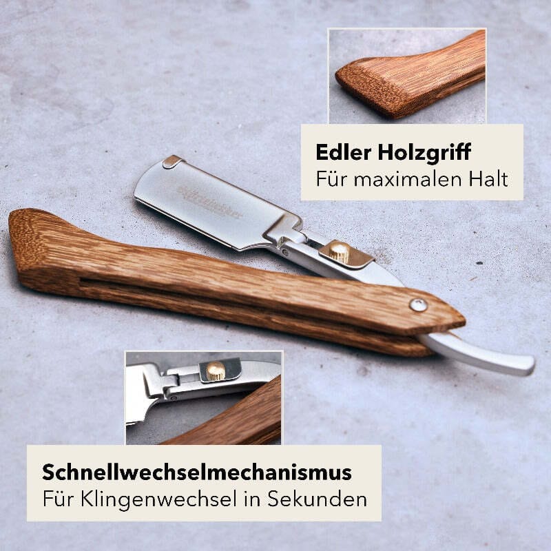 Störtebekker Rasiermesser Rasierer Bartrasierer 10 Ersatzklingen Echtleder Etui B-Ware - 4260554490115