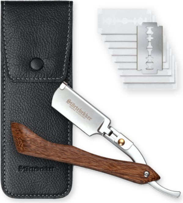 Störtebekker Rasiermesser Rasierer Bartrasierer 10 Ersatzklingen Echtleder Etui - 4260554490115