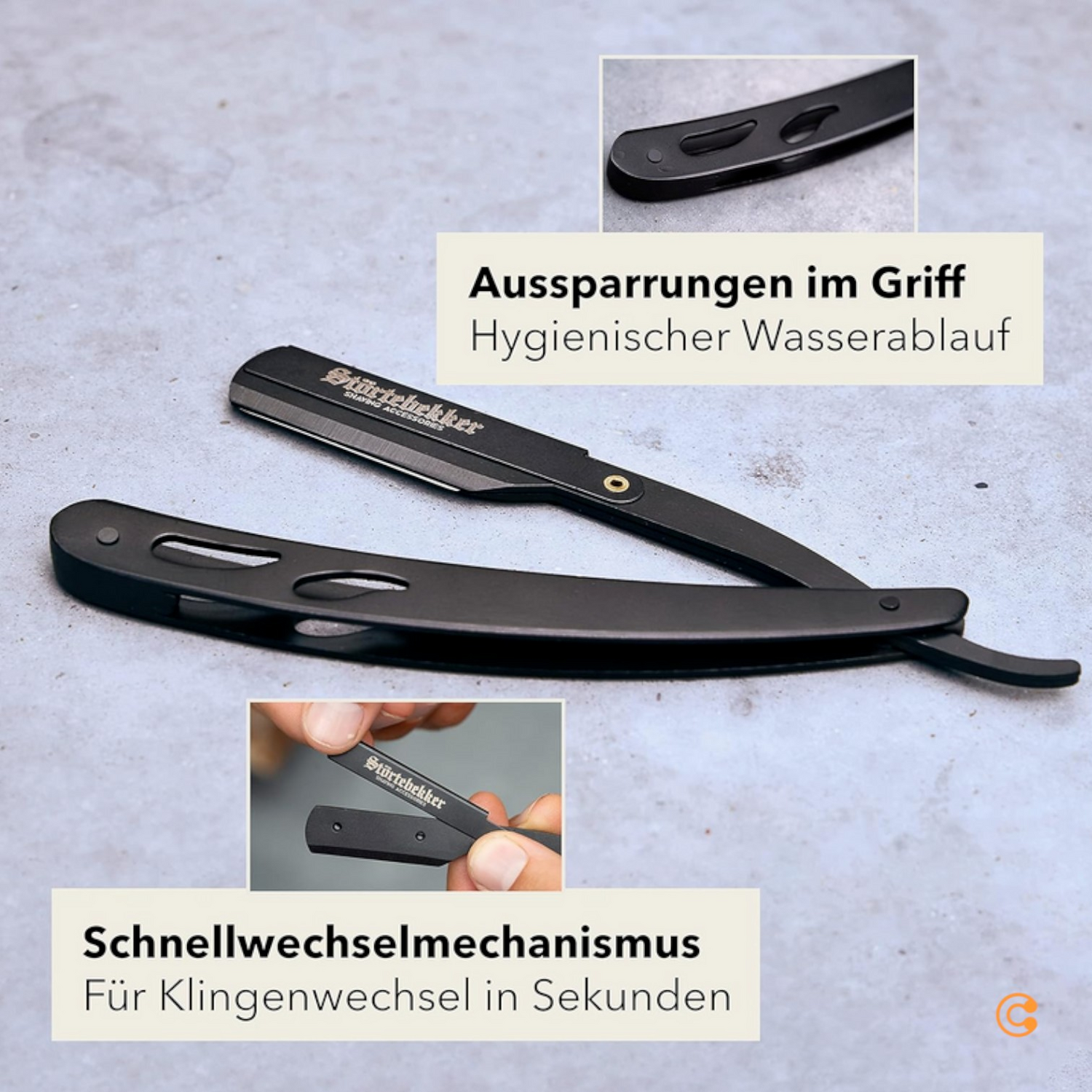 B-Ware Störtebekker Rasiermesser Rasierer Bartrasierer 10 Klingen Echtleder Etui 2 Sets