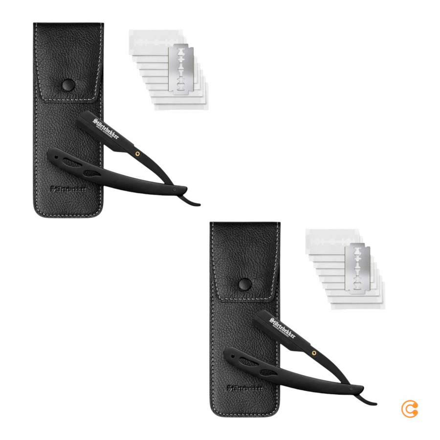 Störtebekker Rasiermesser Rasierer Bartrasierer 10 Klingen Echtleder 2 Stück B-Ware - 4260554490139