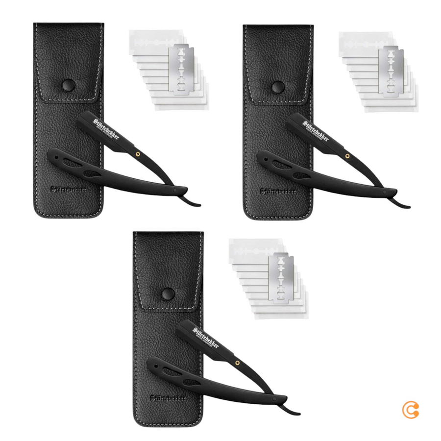 Störtebekker Rasiermesser Rasierer Bartrasierer 10 Klingen Echtleder 3 Stück B-Ware - 4260554490139