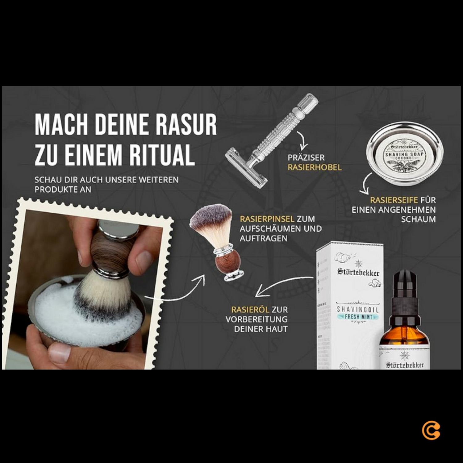 B-Ware Störtebekker Rasierpinsel Rasieren Pinsel Bartpinsel Bartpflege Kunsthaar275 - 4260554490221