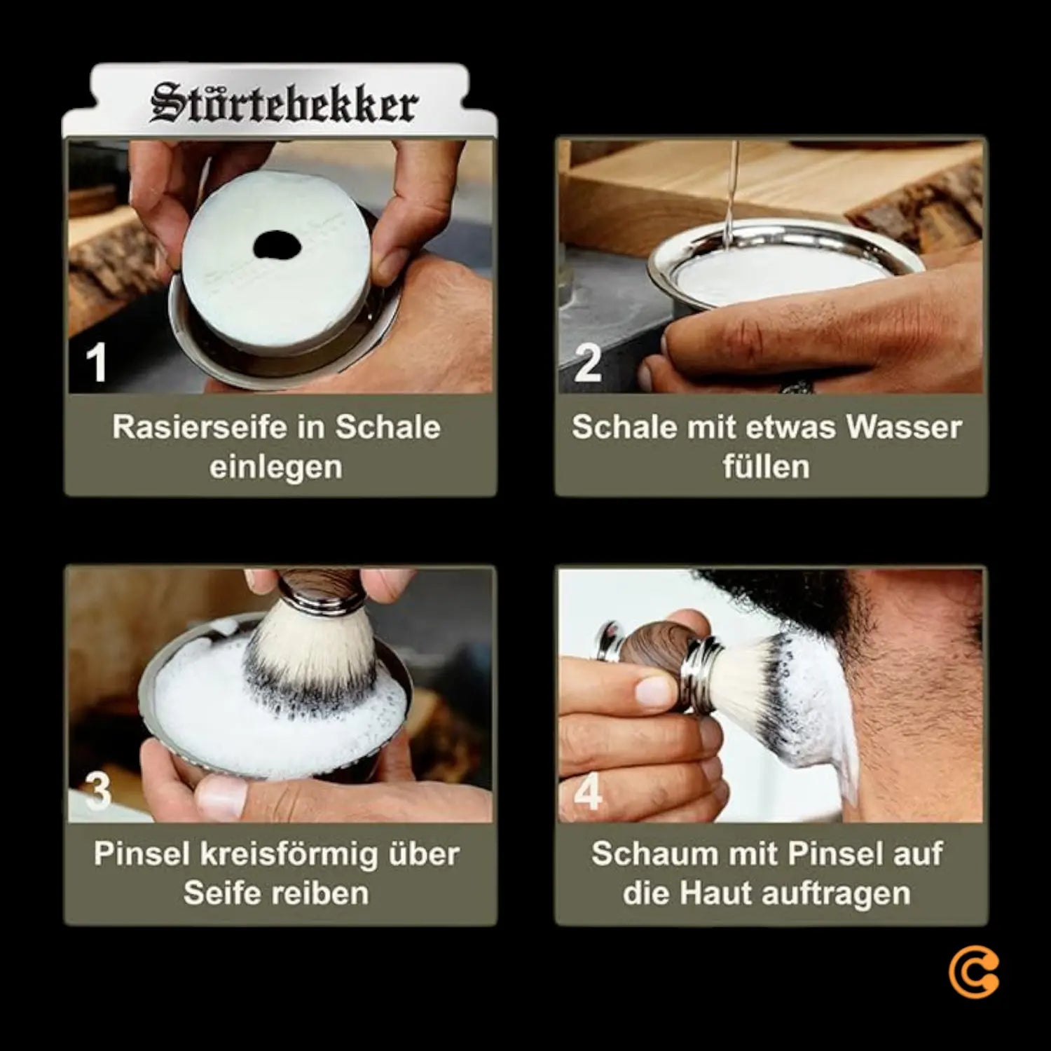 B-Ware Störtebekker Rasierpinselset Rasierbürste Rasur Set Edelstahl Rasierschale Seife - 4260554490153