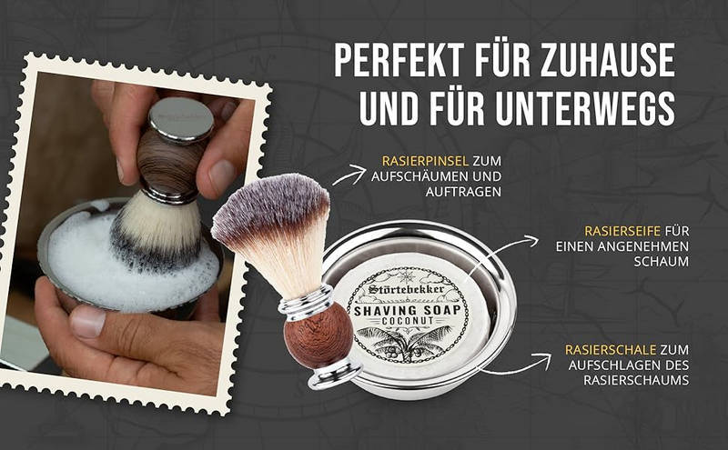 B-Ware Störtebekker Rasierpinselset Rasierbürste Rasur Set Edelstahl Siehe Text/Foto156 - 4260554490153