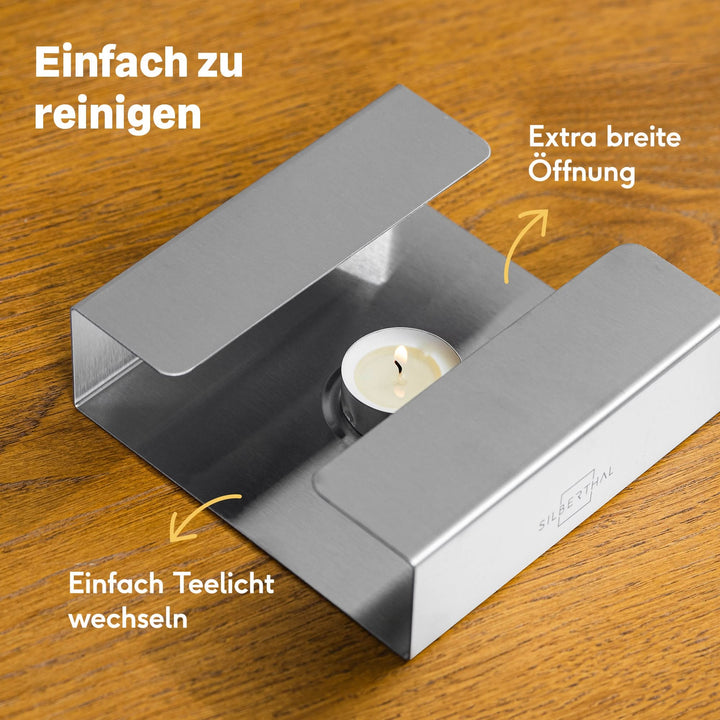 SILBERTHAL Stövchen Teewärmer Teelichthalter Edelstahl Glaskannen 2 STÜCK - 4260470463170