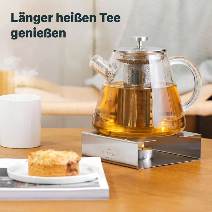 B-Ware Silberthal Stövchen Teewärmer Edelstahl Teelichthalter Glaskannen 2 Stück - 4260470463170
