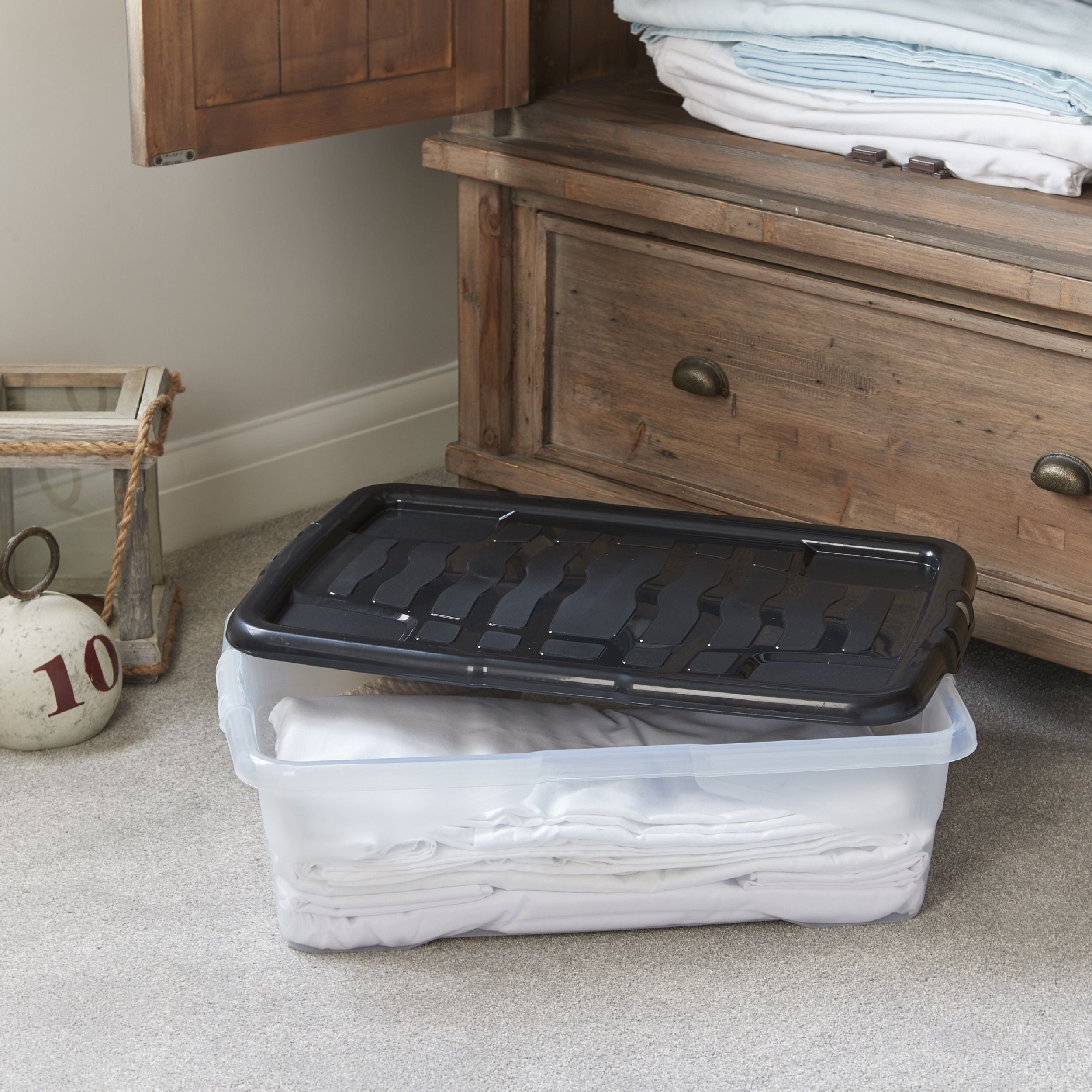 4 Pack X Strata 30 Litre Curve Box & Black Lid - XW2014-CLR/BLK-ST - 5021711054798