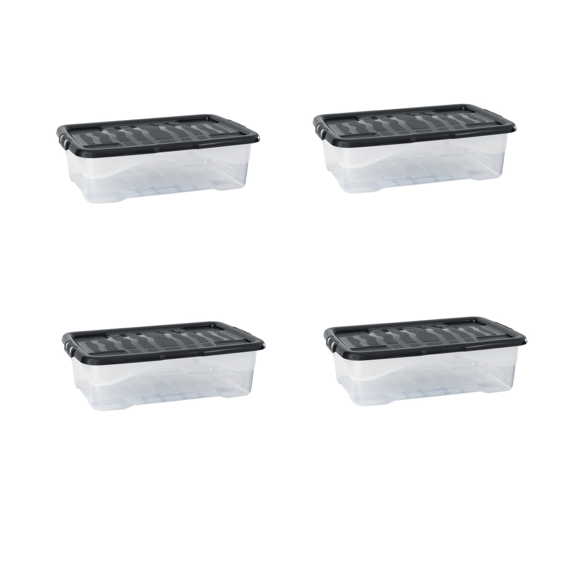 4 Pack X Strata 30 Litre Curve Box & Black Lid - XW2014-CLR/BLK-ST - 5021711054798