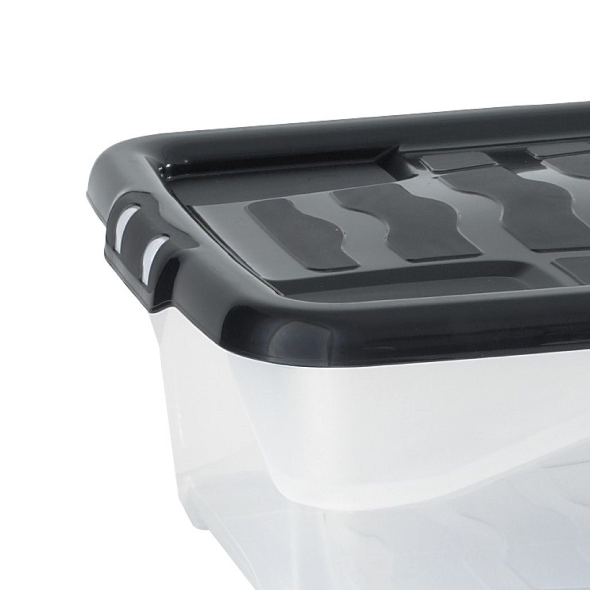 4 Pack X Strata 30 Litre Curve Box & Black Lid - XW2014-CLR/BLK-ST - 5021711054798