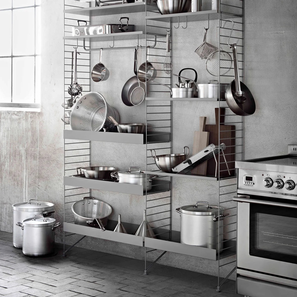 String Stange Kleiderstange Garderobe Metallboden schwarz SIEHE TEXT/FOTO - 7350038272744