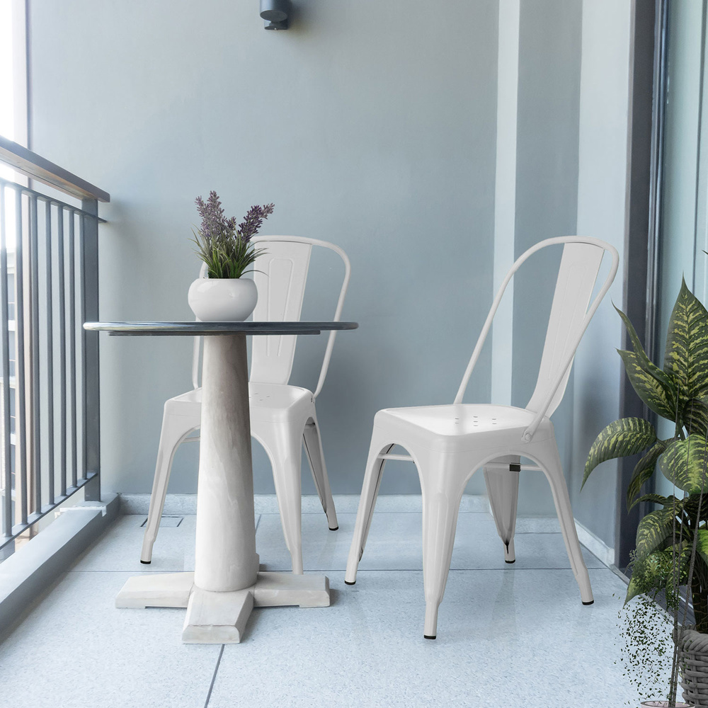 B-Ware Hjh Office Stuhl Bistrostuhl Vantaggio Brush Seidenmatt Weiß Stapelbar - 4251084671174