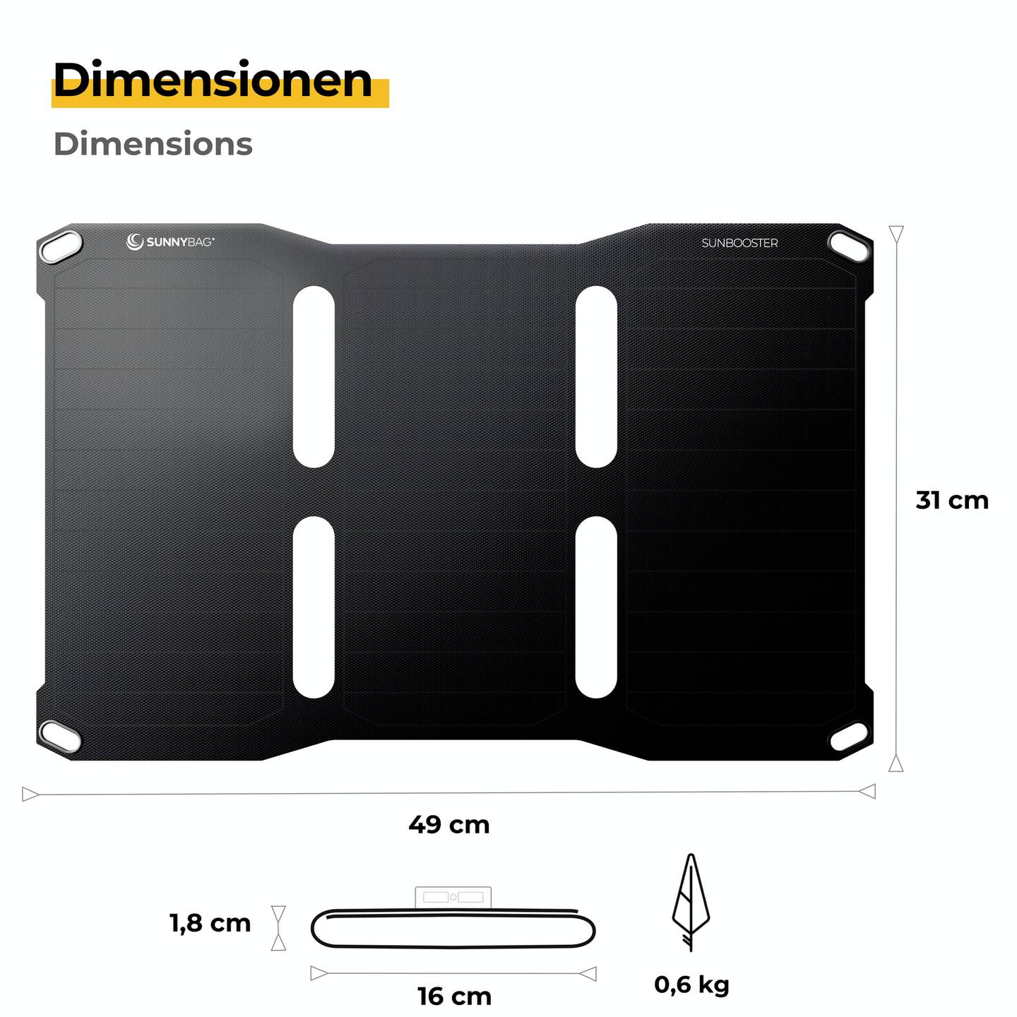 B-Ware Sunny Bag Sunbooster Solar Ladegerät Solarpaneel Solarladegerät Schwarz 21 Watt - 766894098645