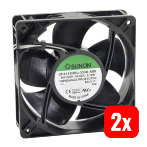 B-Ware Sunon Axiallüfter Ventilator 230 V 185.14m³h Kugellager Schwarz 120mm 2 Stück