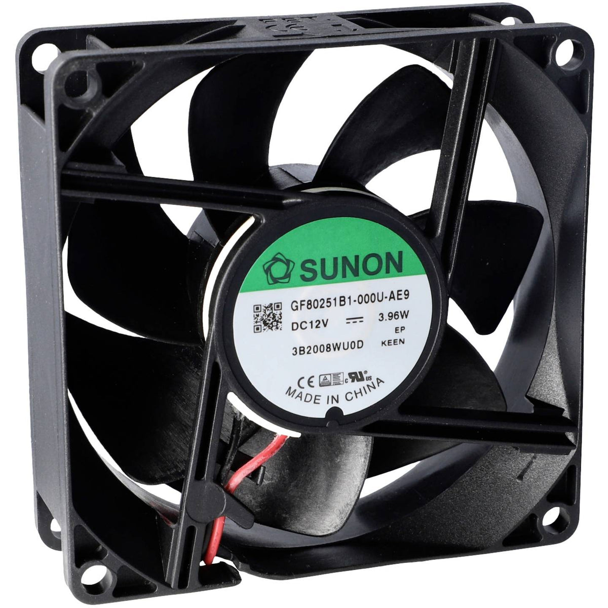 SUNON DC-Axiallüfter Serie GE GF Lüfter Ventilator 80x80x25mm Schwarz - 4021087031318