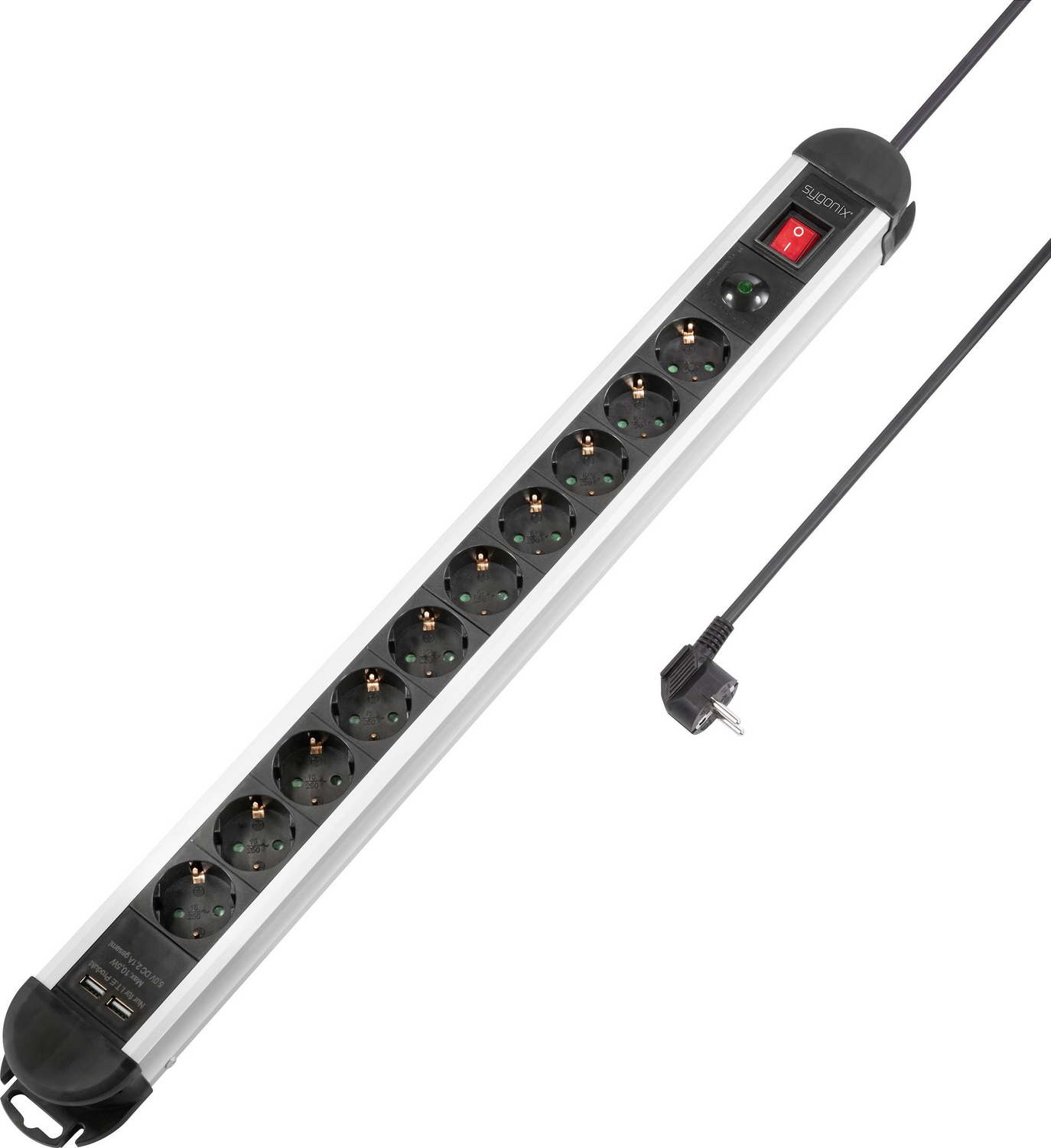 B-Ware Sygonix Steckdosenleiste Usb überspannungsschutz Silber 10fach Mehfachstecker - 4064161184272