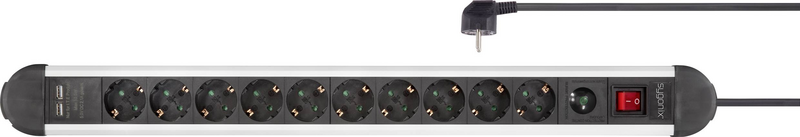B-Ware Sygonix Steckdosenleiste Usb überspannungsschutz Silber 10fach Mehfachstecker - 4064161184272