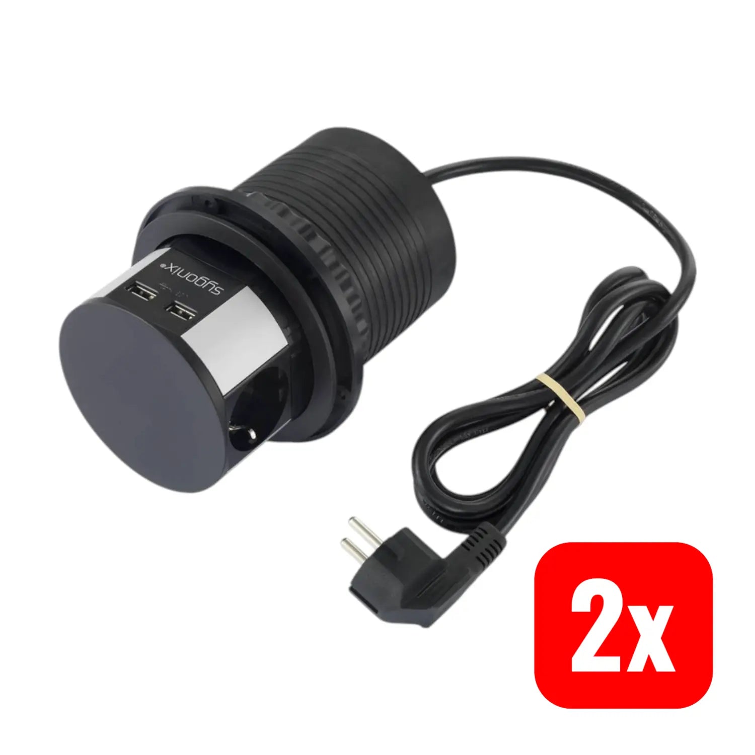 B-Ware Sygonix Sy 4780156 Steckdosenturm Schwarz Silber Schutzkontakt Steckdose 2 Stück - 4064161188492