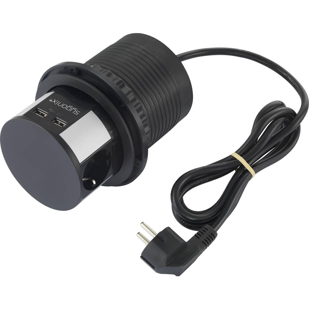 B-Ware Sygonix Sy 4780156 Steckdosenturm Schwarz Silber Schutzkontakt Steckdose 2 Stück - 4064161188492