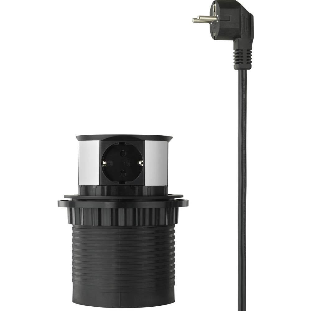 B-Ware Sygonix Sy 4780156 Steckdosenturm Schwarz Silber Schutzkontakt Steckdose 2 Stück - 4064161188492
