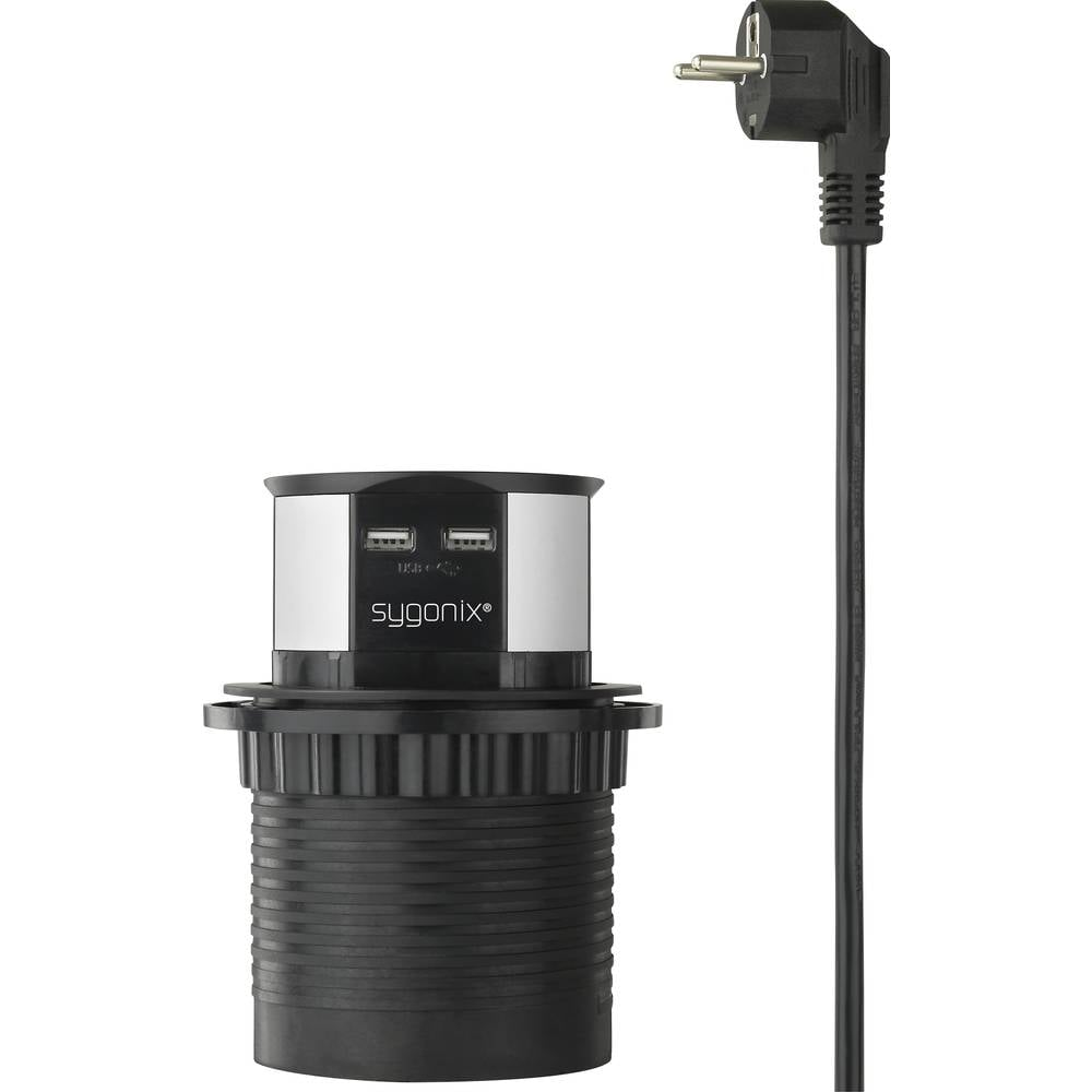B-Ware Sygonix Sy 4780156 Steckdosenturm Schwarz Silber Schutzkontakt Steckdose 2 Stück - 4064161188492