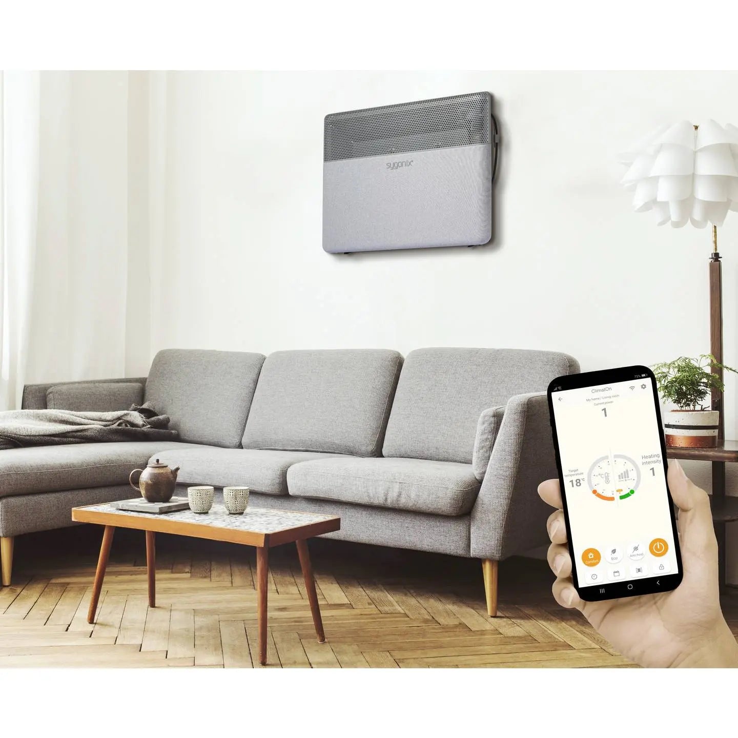 B-Ware Sygonix Heizgerät Heizungsgerät Wi Fi Smart Home Thermostat Lcd Timer Grau 15 M² - 4064161472577