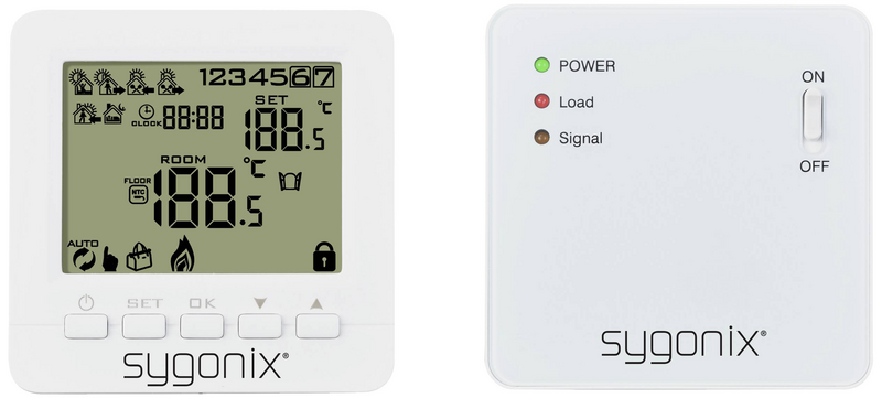 Sygonix Funk Raumthermostat Thermostat Aufputz Wochenprogramm 1 Bis 70 °C Weiß   B-Ware - 4064161241609