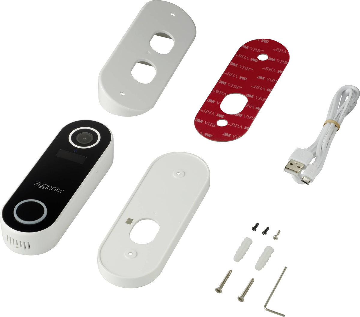 Sygonix IP-Video-Türsprechanlage WLAN Außeneinheit Weiß 1080p Kamera Alexa 76mm - 4064161160627