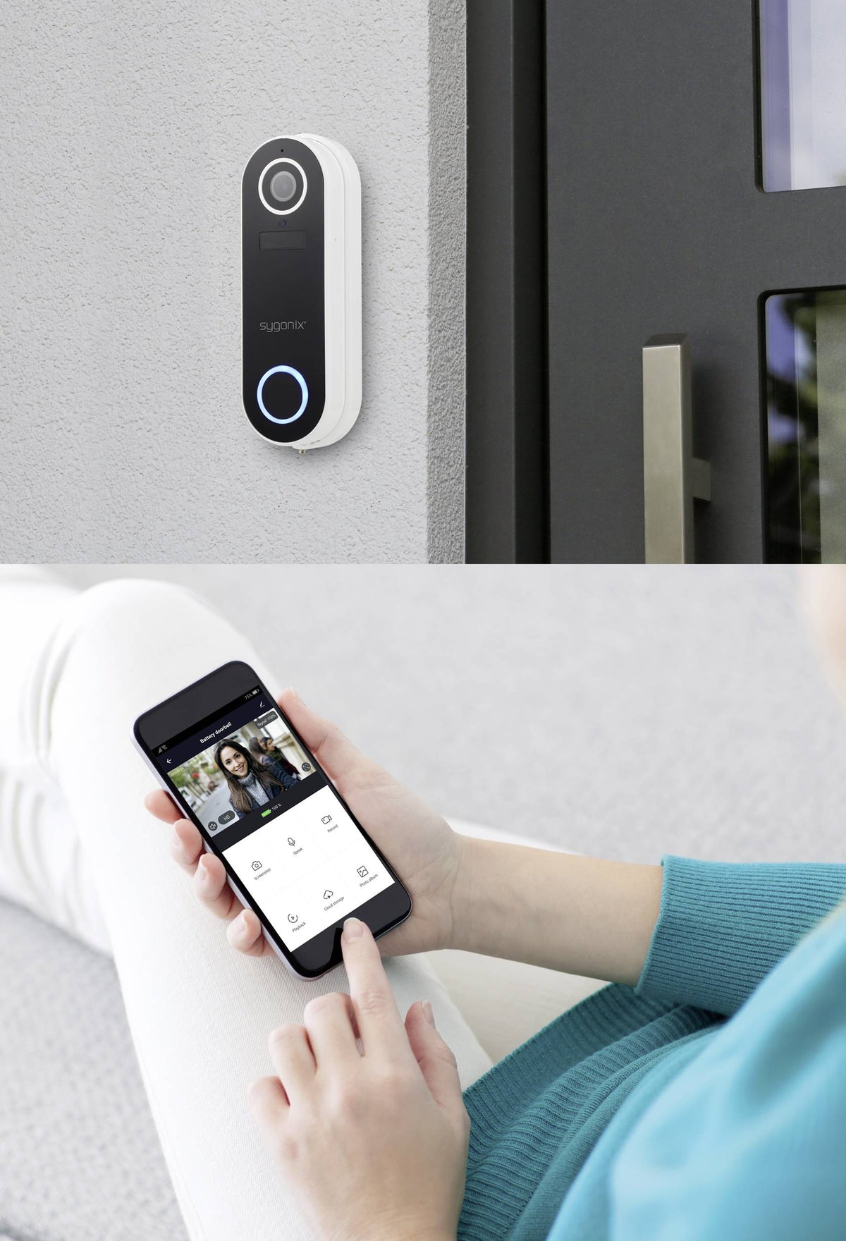 Sygonix IP-Video-Türsprechanlage WLAN Außeneinheit Weiß 1080p Kamera Alexa 76mm - 4064161160627