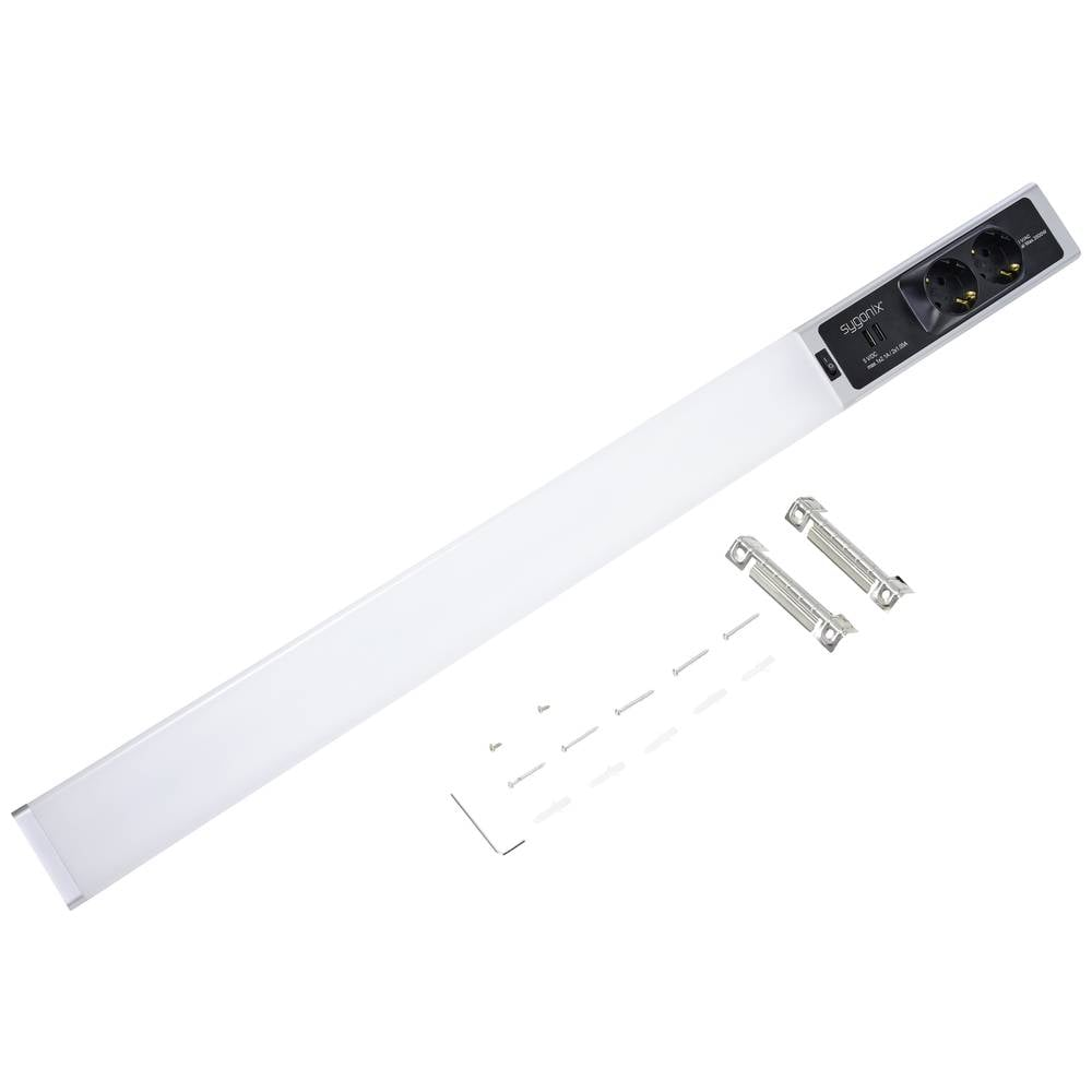 B-Ware Sygonix Unterbauleuchte Lichtleiste Led Neutralweiß Steckdose Schalter Usb Silbe - 4064161199511