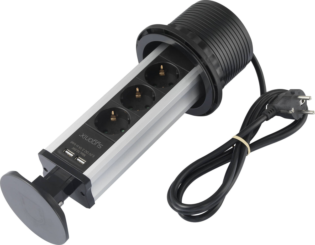 Sygonix SY-4737794 Steckdosenturm Mehrfachsteckdose Schwarz Silber 3 STÜCK - 4064161177076