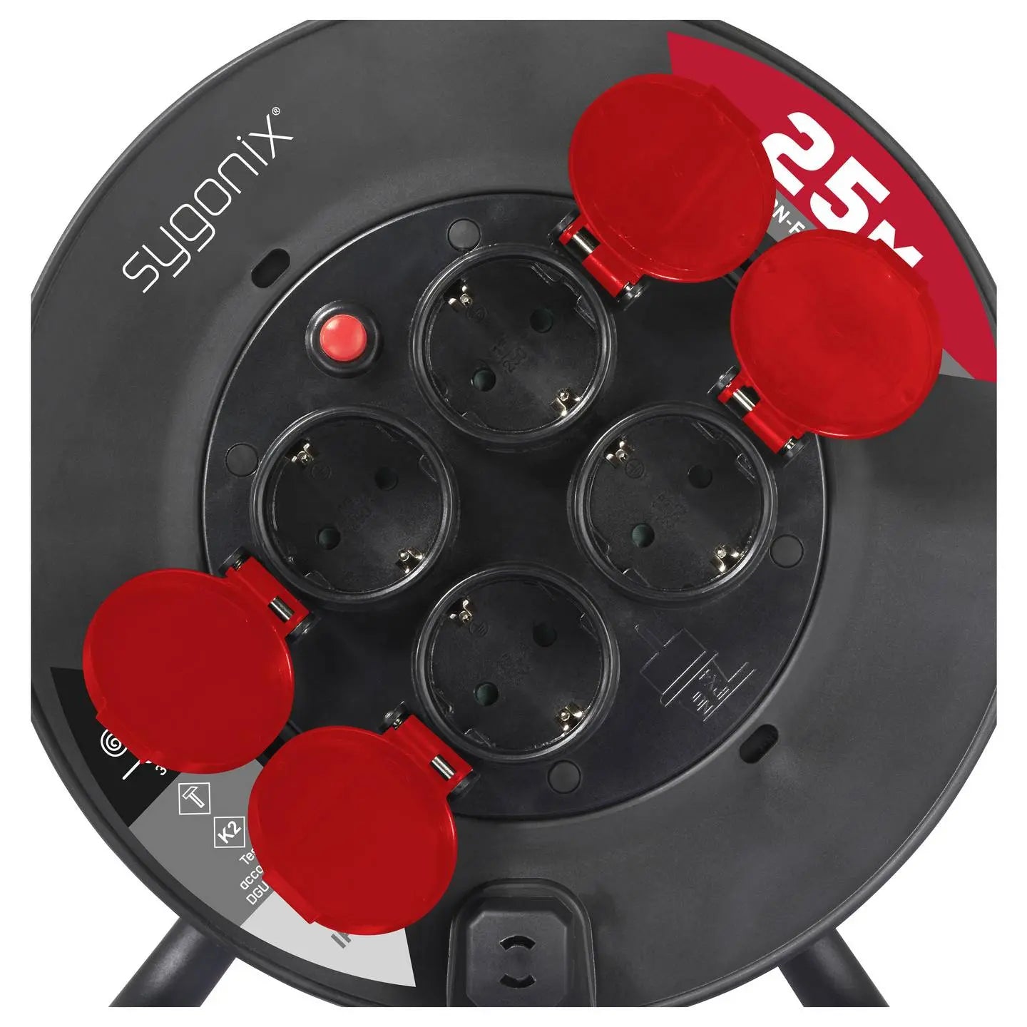 B-Ware Sygonix Kabeltrommel Kabelrolle Schwarz Schutzkontakt 4fach Kabel 25m Ip44 - 4064161478777